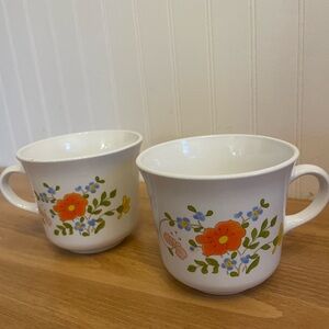 Set 2 Corning Corelle WILDFLOWER TEAPOT CUPS  Set Floral Vintage EUC